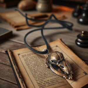 Goth Varjúkoponya medál - egyedi kézműves fantasy ajándék a FantasyBox kínálatából
