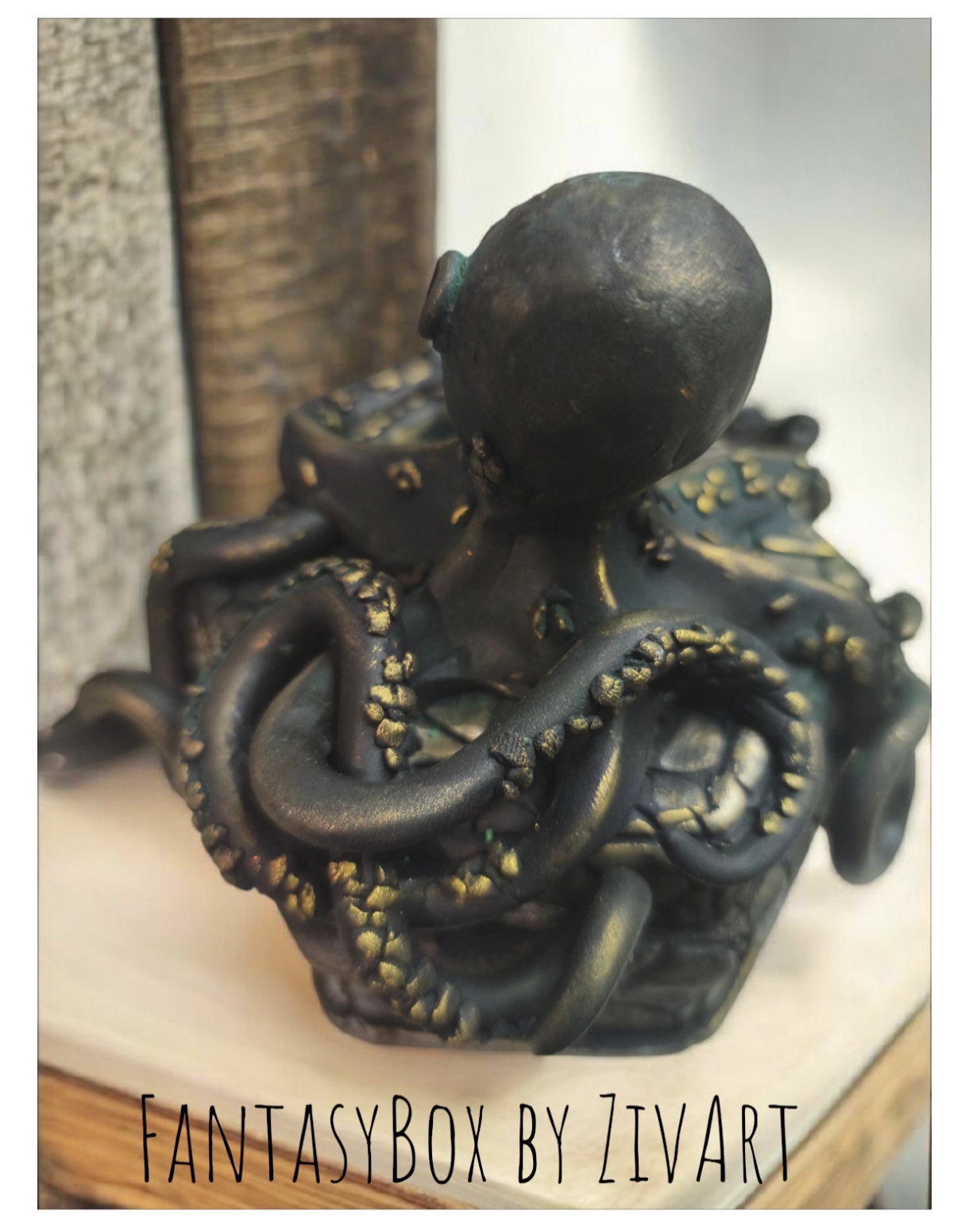 Polip ékszertartó doboz - egyedi kézműves fantasy ajándék