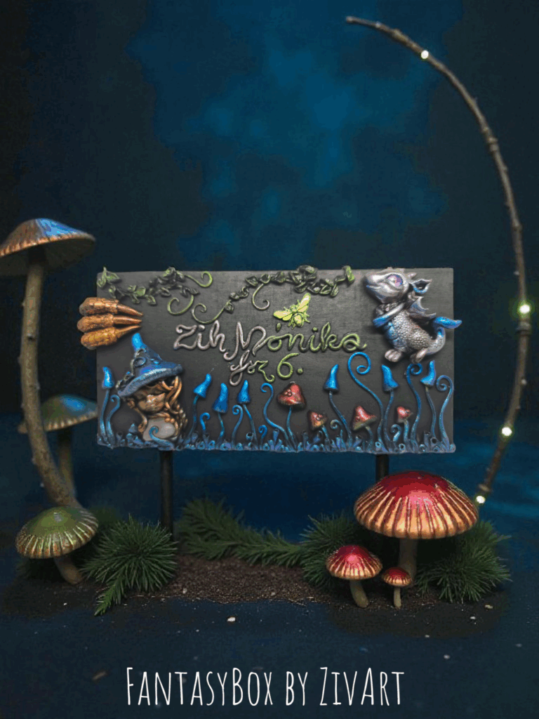 Kézműves fantasy ajtótábla - egyedi kézműves fantasy ajándék