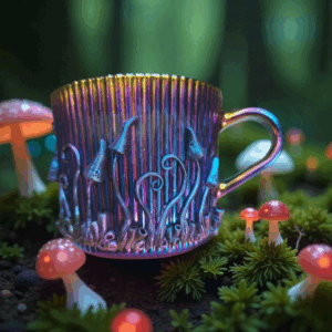 Fantasy gombás bögre - egyedi kézműves fantasy ajándék