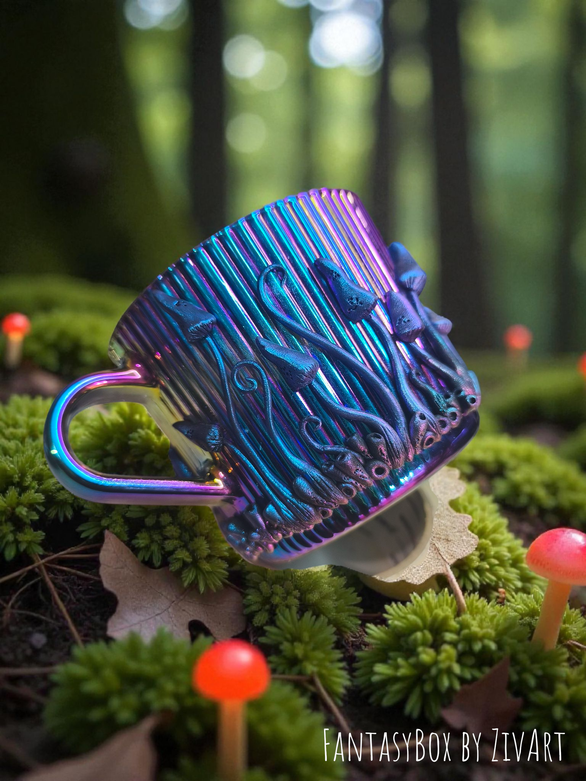 Fantasy gombás bögre - egyedi kézműves fantasy ajándék