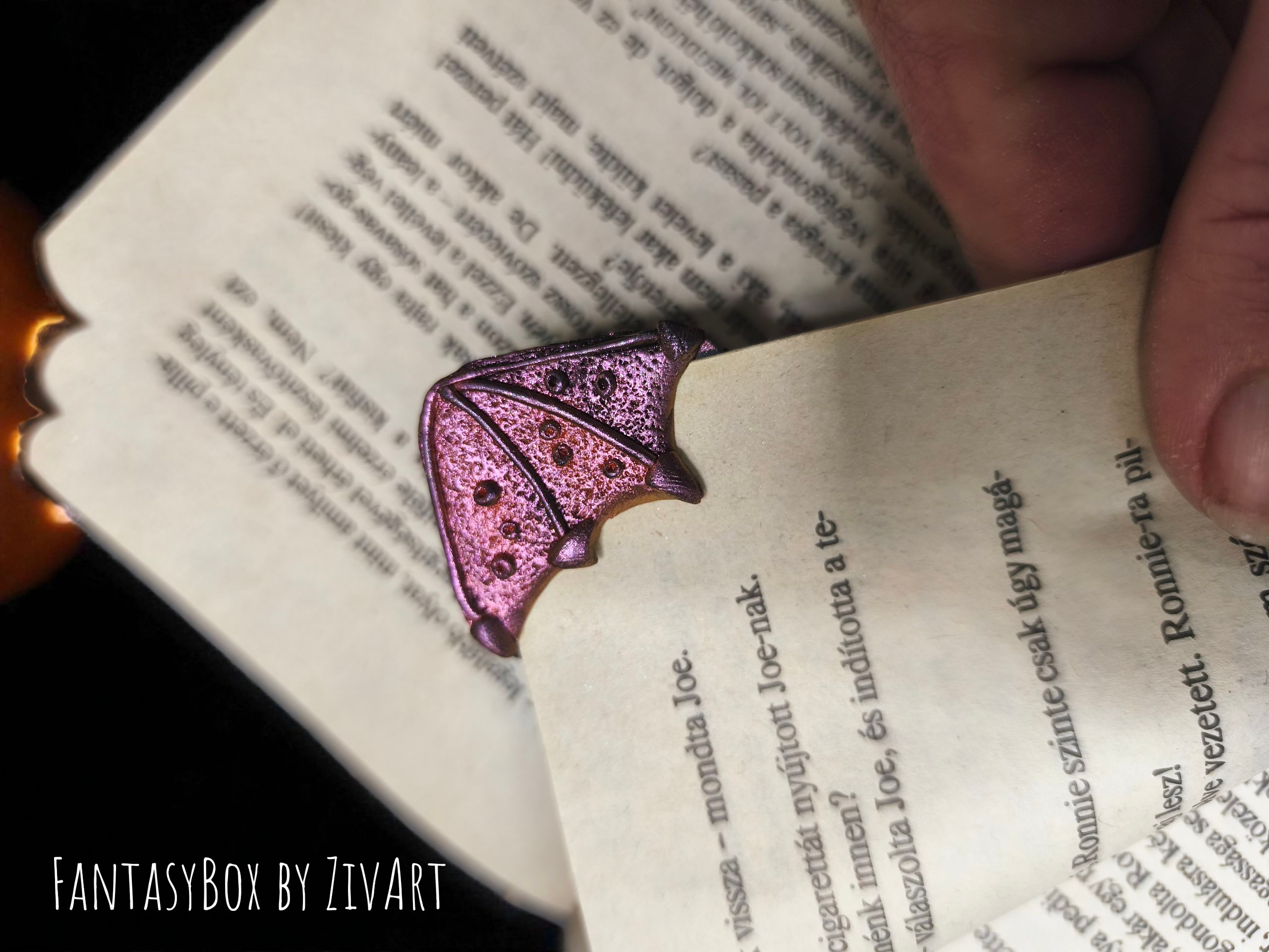 Sárkányszárny fantasy könyvjelző - egyedi kézműves fantasy ajándék