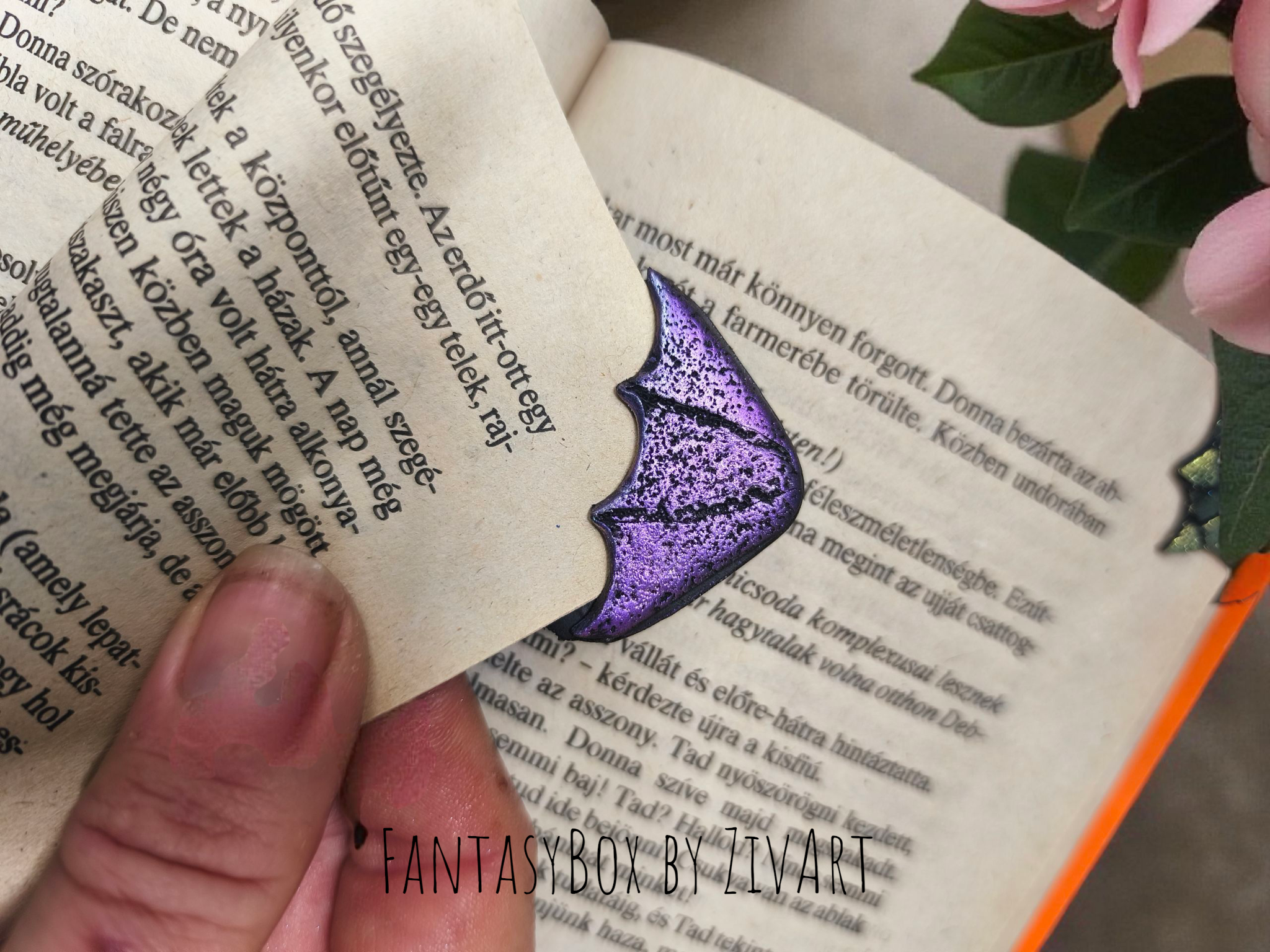 Sárkányszárny fantasy könyvjelző - egyedi kézműves fantasy ajándék