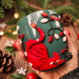 Karácsonyi Sárkányos Bögre - egyedi kézműves fantasy ajándék