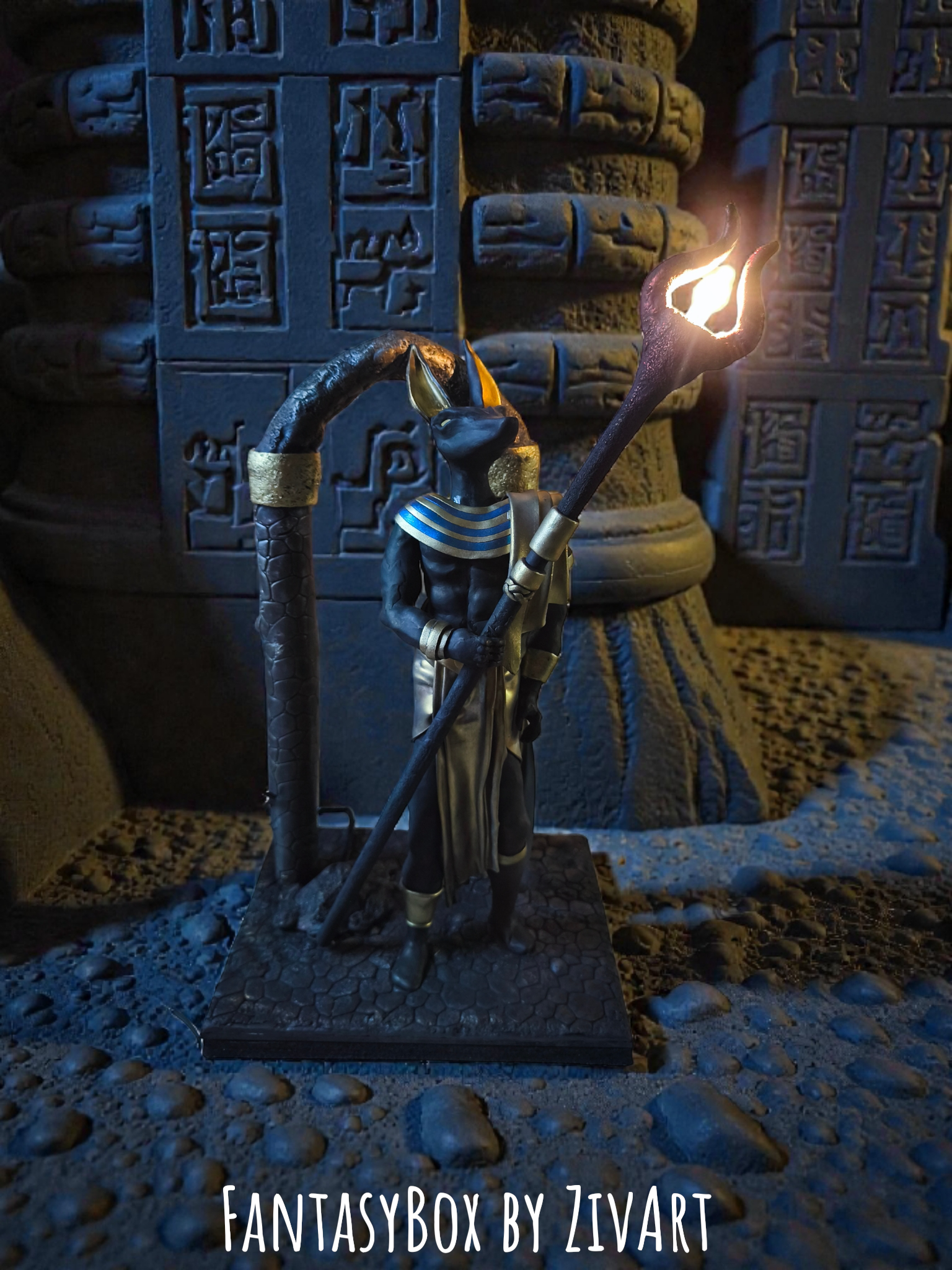 Anubisz szobor - egyedi kézműves fantasy ajándék