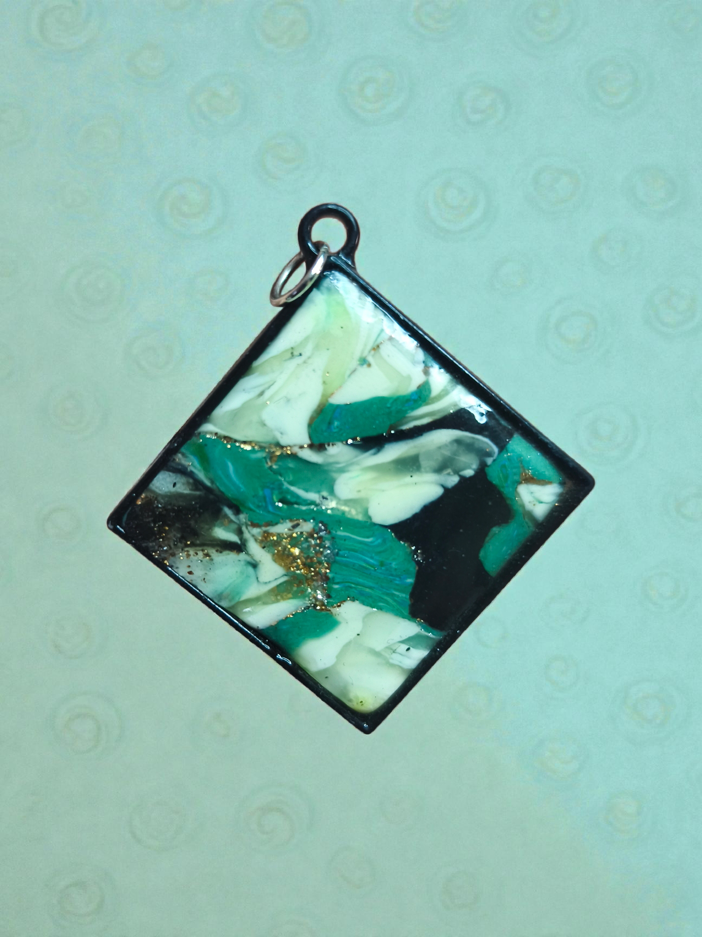 Zöld óceán medál - egyedi kézműves fantasy ajándék