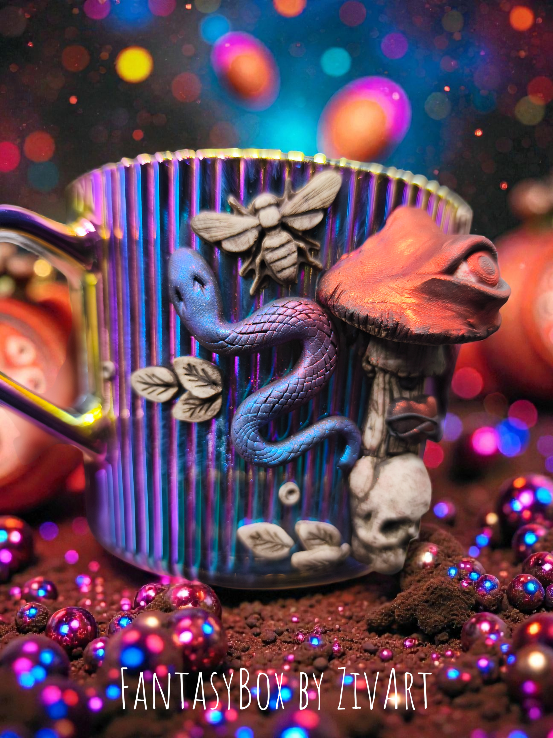 Psychedelic Trip bögre - egyedi kézműves fantasy ajándék