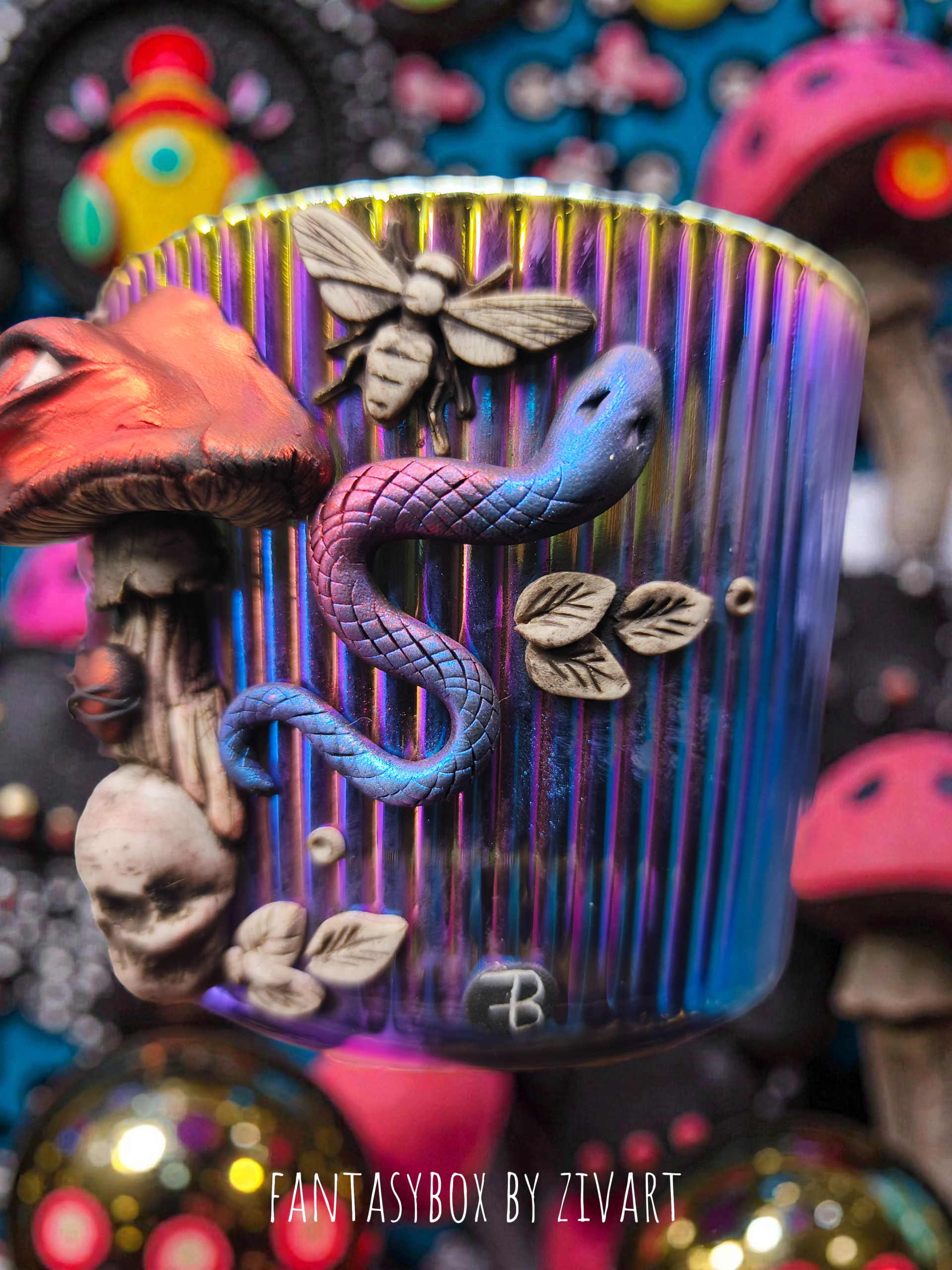 Psychedelic Trip bögre - egyedi kézműves fantasy ajándék