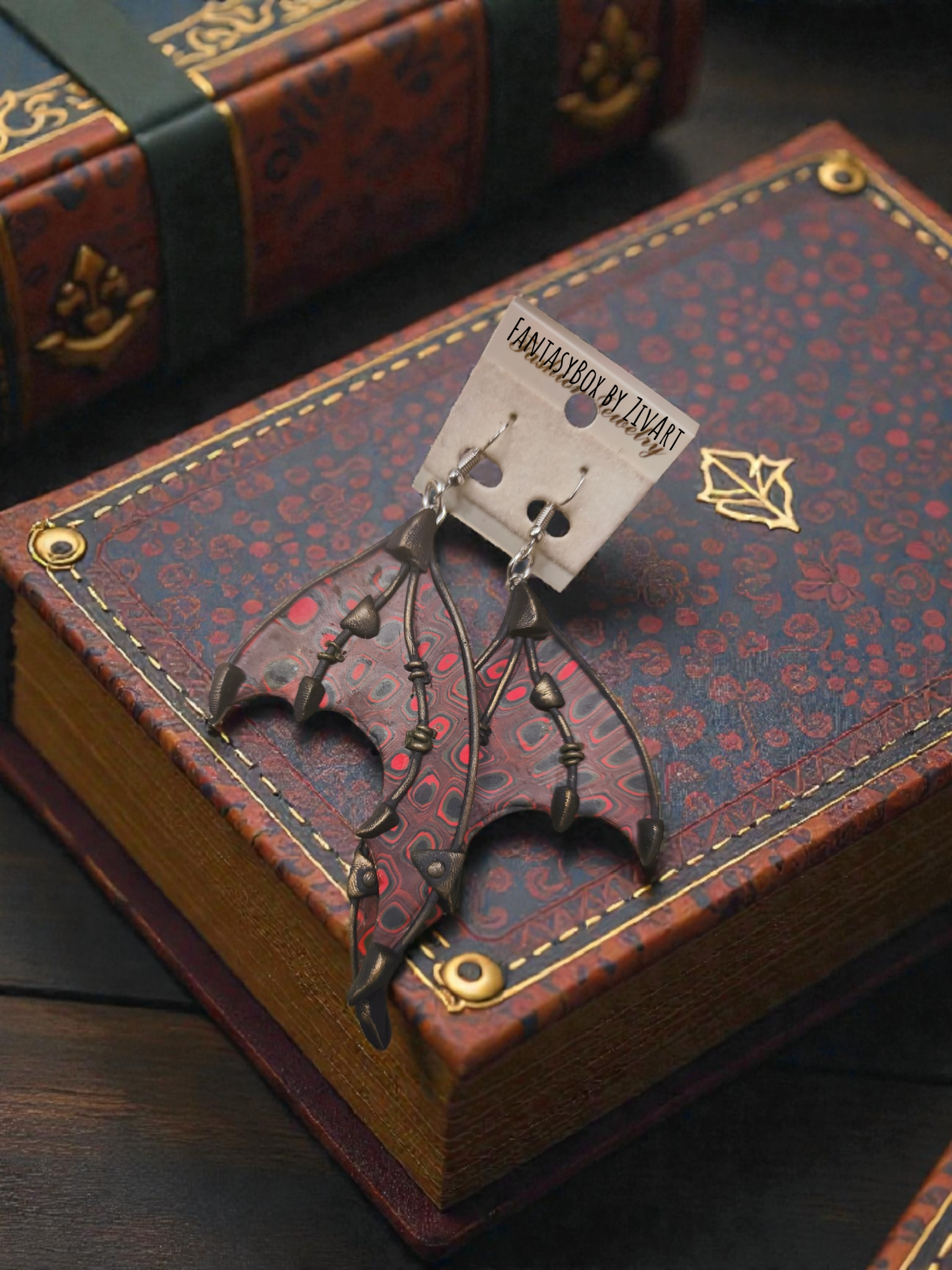 Sárkányszárny fülbevaló - egyedi kézműves fantasy ajándék