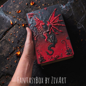 Vörös Sárkány Napló - egyedi kézműves fantasy ajándék